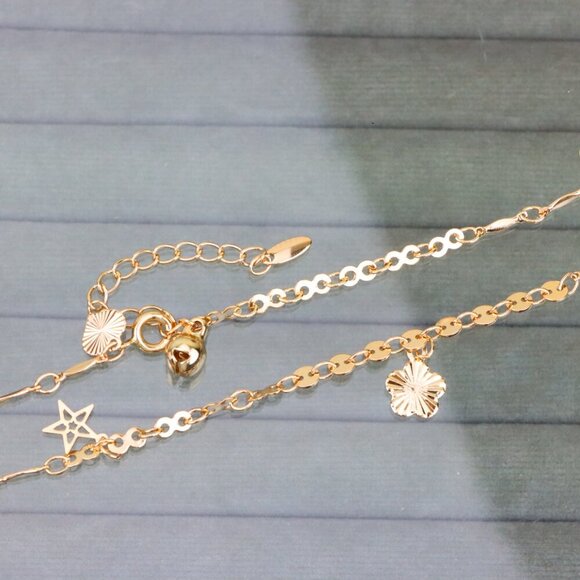 "Elegant Rose Gold Anklet with Floral & Star Charms, XPAL1176 - Picture 12 of 12